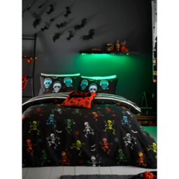 Bedlam Dancing Skeletons Glow in the Dark Kids Duvet Set