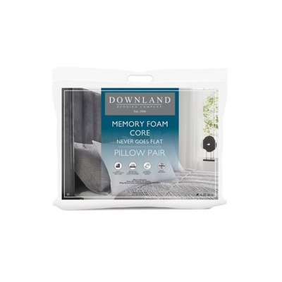 Downland Memory Foam Core Never Goes Flat Pillow Pair