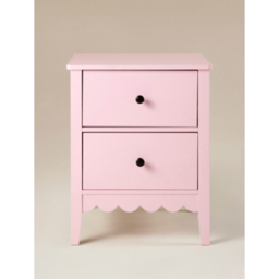 Pink Scalloped Wooden Bedside Table
