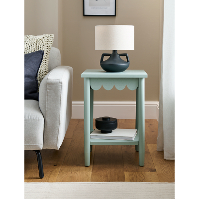 Sage Green Square Scallop Side Table