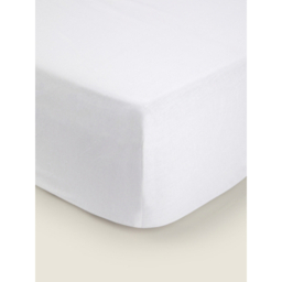 White Plain Cotton Rich Fitted Sheet