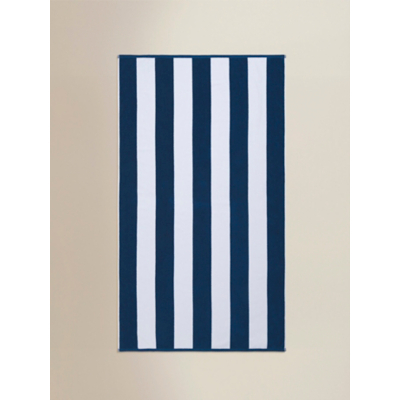 Navy Striped Cotton Beach Towel