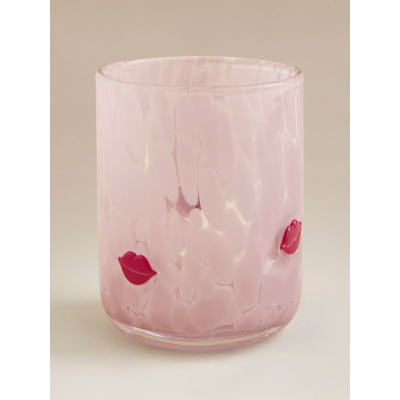 Pink Handmade Lips Confetti Candle Holder