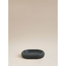 Charcoal Grey Sandstone Ribbed Soap Dish