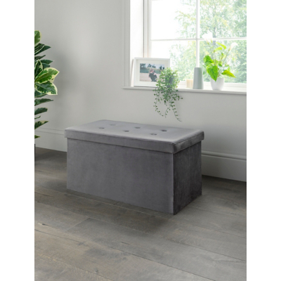Charcoal Velvet Storage Ottoman