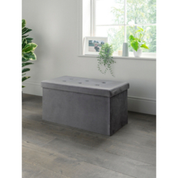 Charcoal Velvet Storage Ottoman