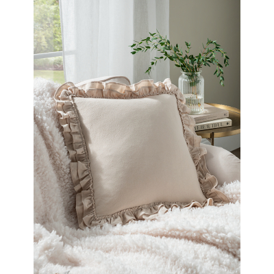 Stacey Solomon Neutral Double Frill Plain Cushion by George at