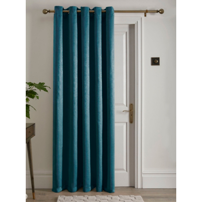 Fusion Dark Green Strata Single Eyelet Door Curtain