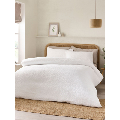 Catherine Lansfield White Natural Crinkle Duvet Cover Set