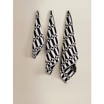 Monochrome Diamond Geometric Cotton Towel Range