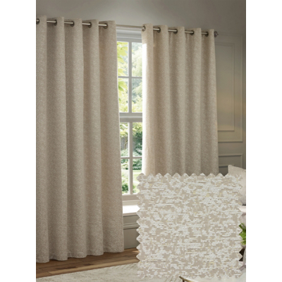 Paoletti Ivory Galaxy Lined Chenille Eyelet Curtains