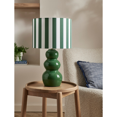 Green & White Stripe Table Lamp