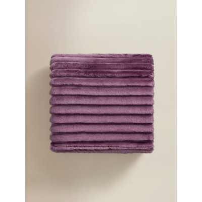 Purple Ribbed Super Soft Throw - 150cm x 120cm