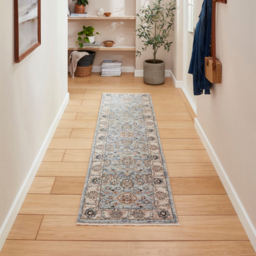 Think Rugs Vintage Blue Traditional Fringed Runner