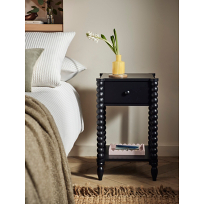 Charcoal Bobbin Bedside Table