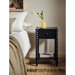 Charcoal Bobbin Bedside Table