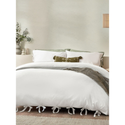 Yard White Mallow Bowtie 100% Cotton Duvet Cover Set