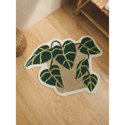 Green Plant Cotton Bath Mat
