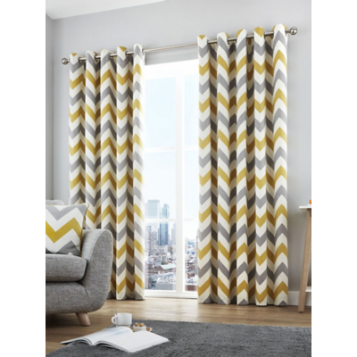 Fusion Ochre Chevron Eyelet Curtains