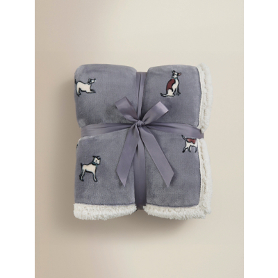 Grey Dog Sherpa Throw - 150cm x 120cm