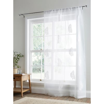 Appletree White Leaf Embroidery Voile Panel