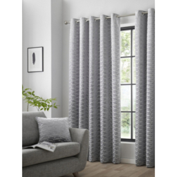 Curtina Kendal Silver Jacquard Eyelet Curtains