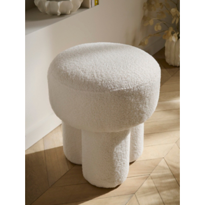 Cream 3 Leg Round Borg Footstool