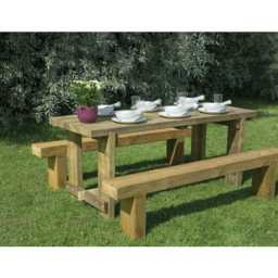 Forest Garden Refectory Table and Sleeper Bench Set - 1.8m