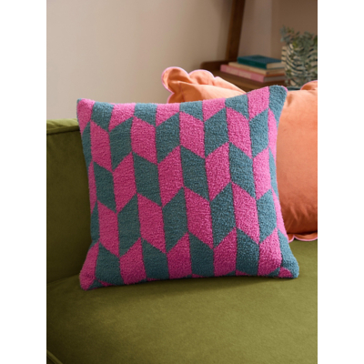 Furn Pink & Green Olsen Geometric Cushion