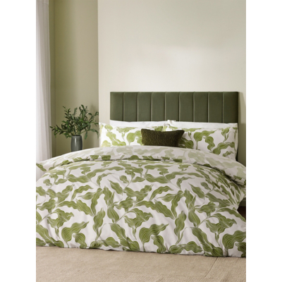 Hoem Olive Green Lauro Printed Reversible Duvet Set