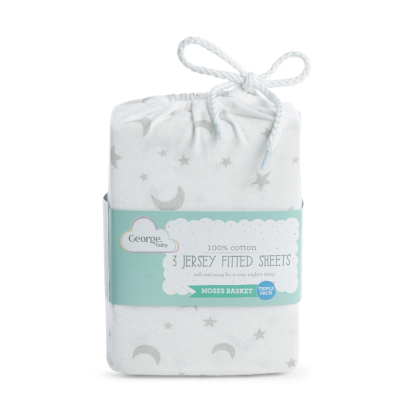 Moon and Stars Moses Basket Sheets - 3 Pack