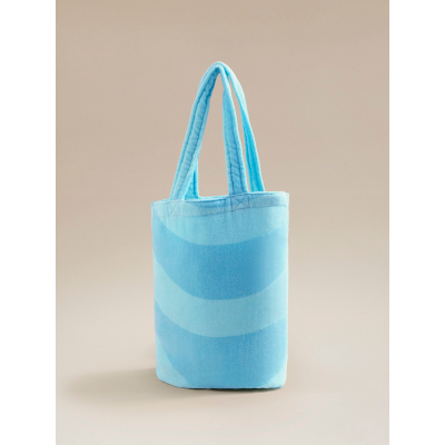 Blue Waves Print Cotton 2-in-1 Beach Towel & Bag