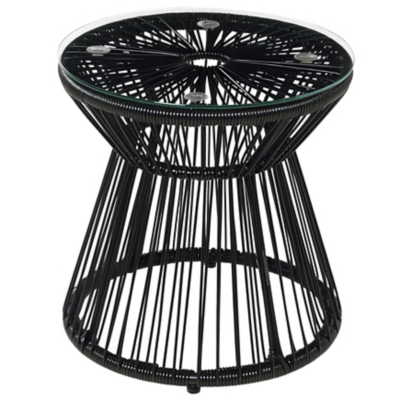 Outsunny Black Round Rattan Outdoor Coffee Table