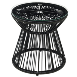 Outsunny Black Round Rattan Outdoor Coffee Table
