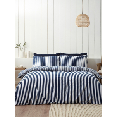 Catherine Lansfield Navy Brushed Stripe Duvet Cover Set