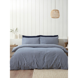 Catherine Lansfield Navy Brushed Stripe Duvet Cover Set