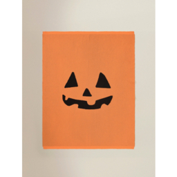 Orange Knitted Pumpkin Face Throw  - 120 x 150 cm