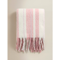 Pink Striped Brushed Throw - 150 x 120cm
