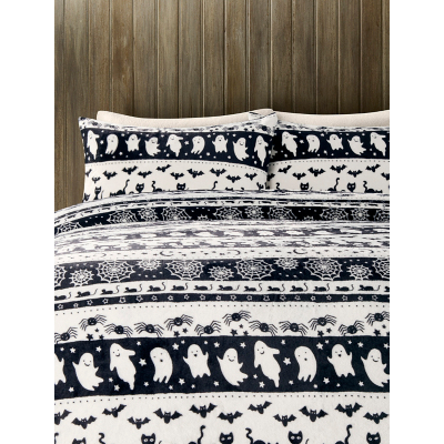 Black & White Halloween Fairisle Fleece Duvet Set