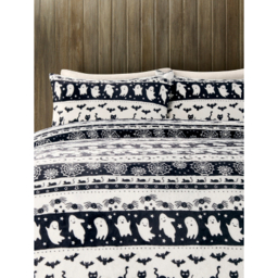 Black & White Halloween Fairisle Fleece Duvet Set