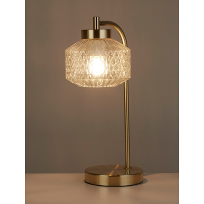 Searchlight Clear Glass And Brass Table Lamp