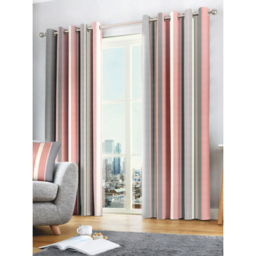 Fusion Whitworth Stripe Eyelet Curtains in Blush