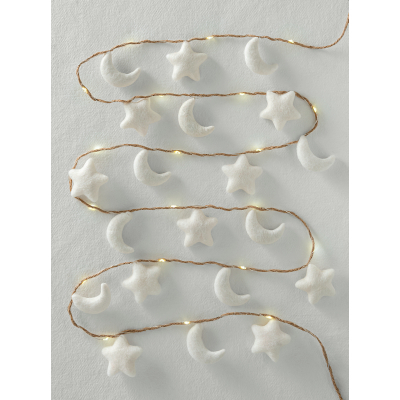 Cream Felt Moon & Stars String Lights