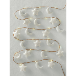 Cream Felt Moon & Stars String Lights