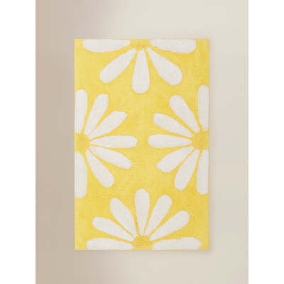 Yellow Daisy Cotton Bath Mat