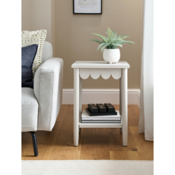 Oatmeal Square Scallop Side Table