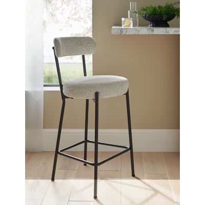 White Boucle Bar Stool