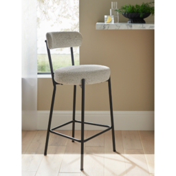 White Boucle Bar Stool