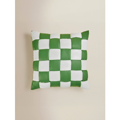 Green Quilted Basket Weave Cushion