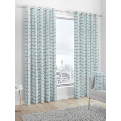 Fusion Delft Duck Egg Eyelet Curtains